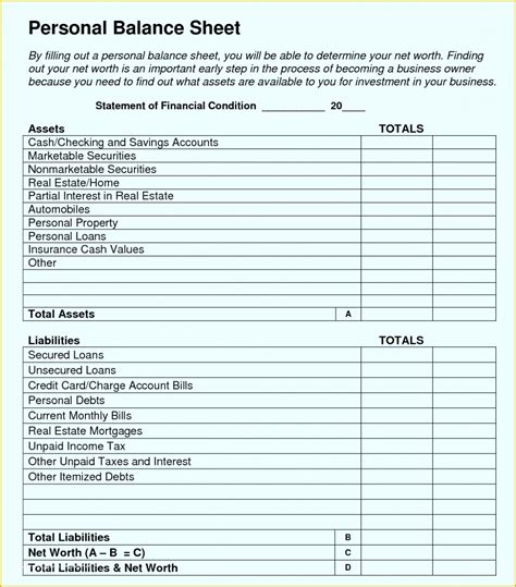 Free Printable Balance Sheet - Templates Printable Free