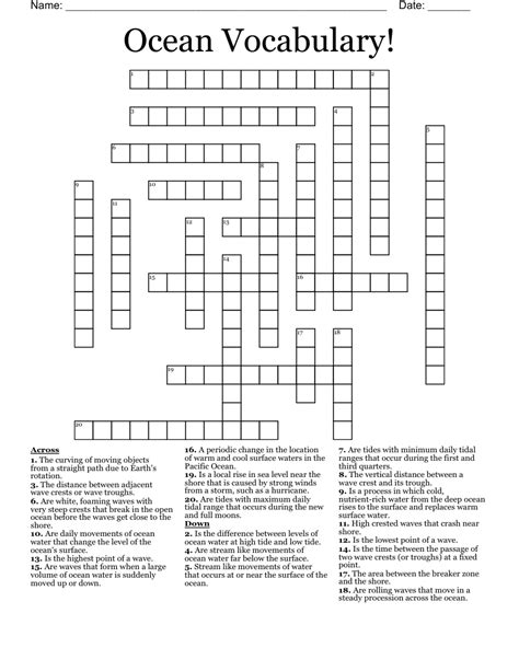 Ocean Currents Crossword Puzzle