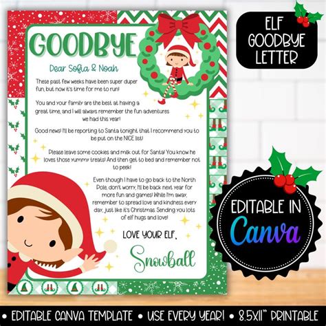 Elf on the Shelf Goodbye Letter, Elf Farewell Letter, Printable Elf ...