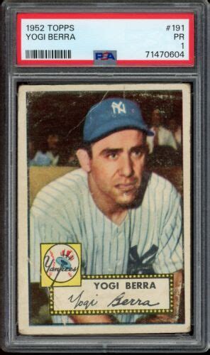 1952 Topps Baseball 191 Yogi Berra PSA 1 EBay