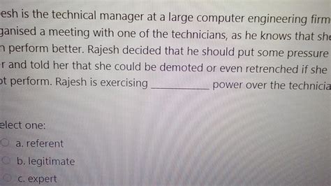 Solved Esh Is The Technical Manager At A Large Computer Chegg