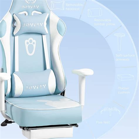 400lbs Kawaii Light Blue Big & Tall Gaming Chair for Girls From Joyfly