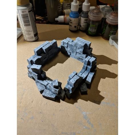 3d Printable Fantasy Wargame Terrain Ruined Wall Sections By Brander