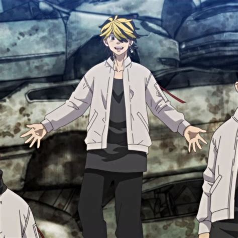 An Anime Character With His Hands Out In Front Of Two Other Characters