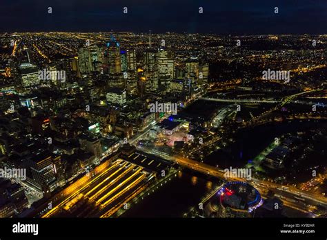 Melbourne Skyline by Night Stock Photo - Alamy