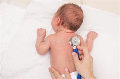 Newborn Health Check With Stethoscope Stock Image Image Of Lung