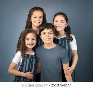 family portrait  girls  boy stock photo  shutterstock