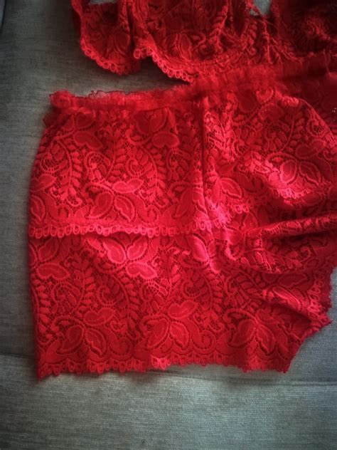 Red Lace Vintage Lingerie Set Lace Bralette And Tap Pants Etsy