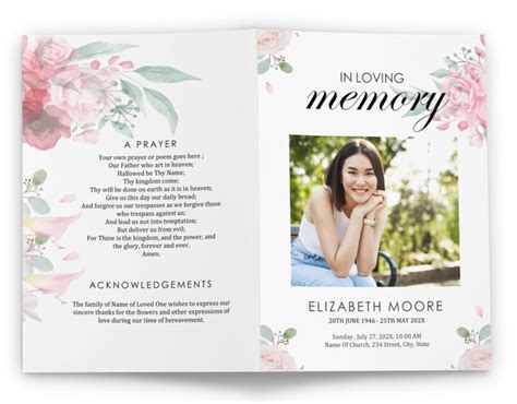 New Funeral Brochure Template For A Custom Funeral Program