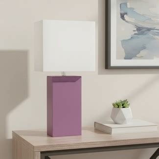 Purple Faux Leather Usb Table Lamp Modern Led Desk Light Foter