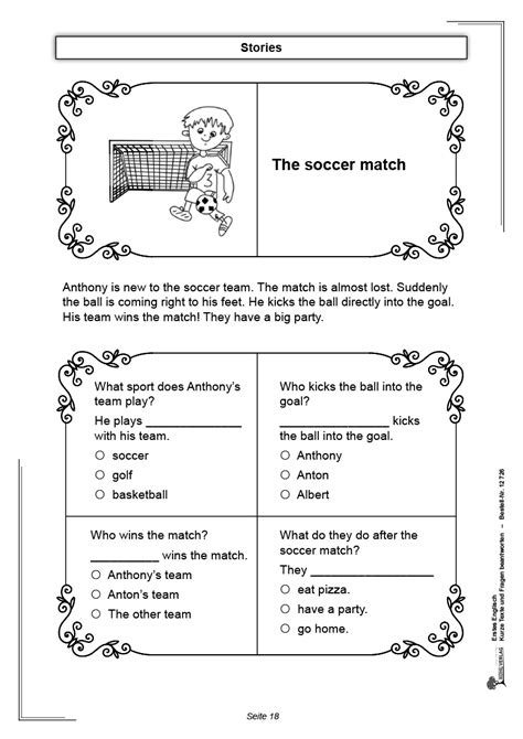 Erstes Englisch Kurze Texte Und Fragen Beantworten