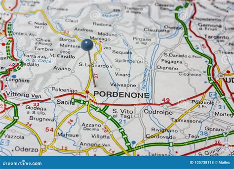 Pordenone Pinned on a Map of Italy Stock Photo - Image of graph ...