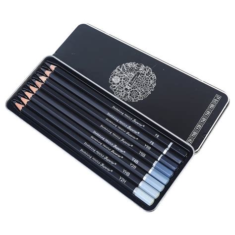 Buy 8pce Graphite Lead Pencils in Assorted Depths of Colour In Metal Box - MyDeal