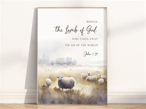 Behold the Lamb of God Bible Verse Unframed Poster, Easter Decoration ...