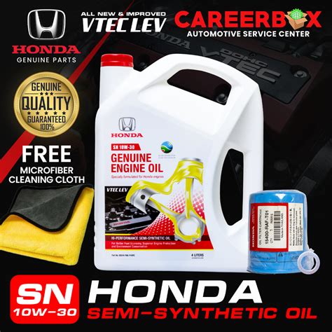 Honda Genuine Vtec Lev Hi Performance Engine Oil Sn 10w30 4lset With