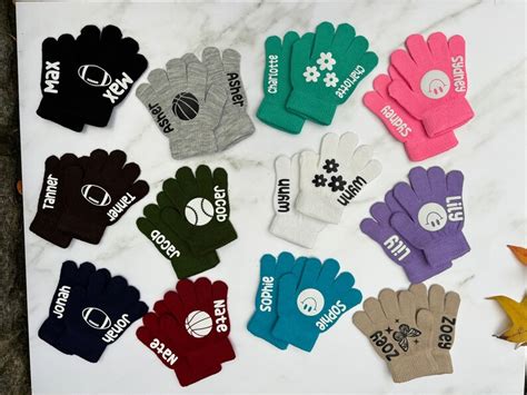 Personalized Kids Gloves, Custom Kids Gloves, Kids Party Favors, Winter Party Favors, Kids ...