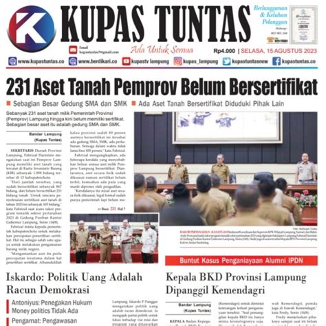 Kupas Tuntas Surat Kabar Harian Kupas Tuntas Edisi Selasa 15 Agustus