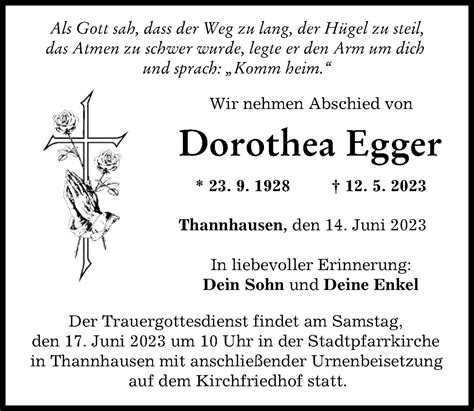 Traueranzeigen Von Dorothea Egger Augsburger Allgemeine Zeitung