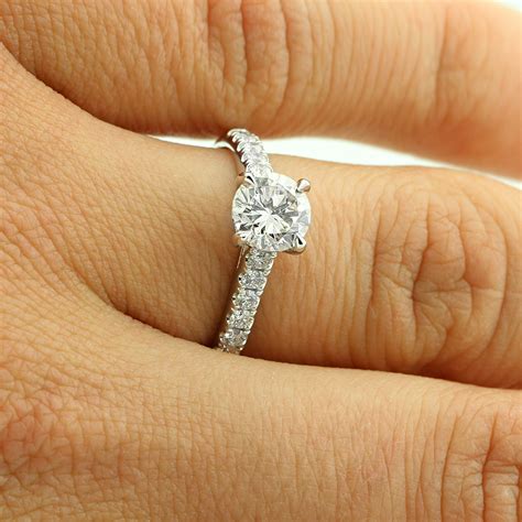 1 44 Cts Round Cut Diamond Engagement Ring Set In 18k White Gold Cheap