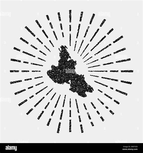 Vintage Map Of Krk Grunge Sunburst Around The Island Black Krk Shape