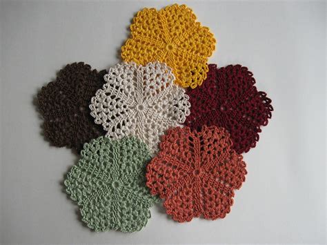 Crocheted Coasters Doilies Glass Mats Dining Table Decor Fall