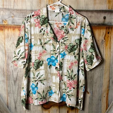 Bonworth Tops Bonworth Vintage Floral Tropical Button Down Short