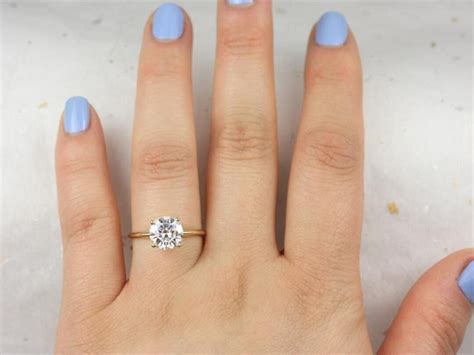 2ct Round Cut Solitaire Engagement Ring In 14k Yellow Etsy