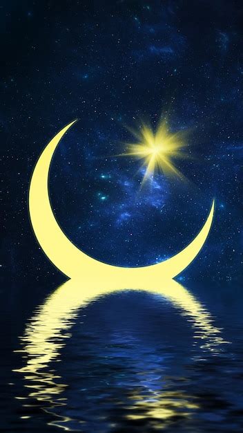 Estrella de la media luna del islam en el cielo nocturno ramadán luna