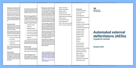 Automated External Defibrillators Aeds A Guide For Schools 2017