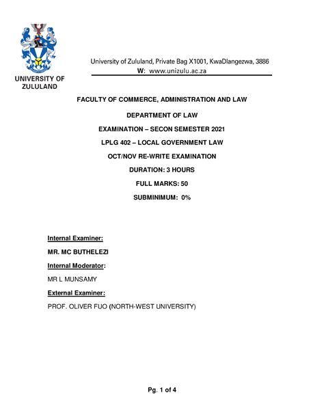 Local Government Law Rewrite Exam Oct Nov Faculty Of Commerce