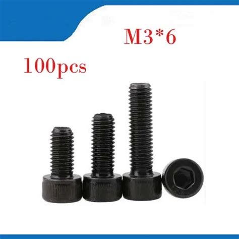 100pcs Lot Metric Thread DIN912 M3x6 Mm M3 6 Mm Black Grade 12 9 Alloy