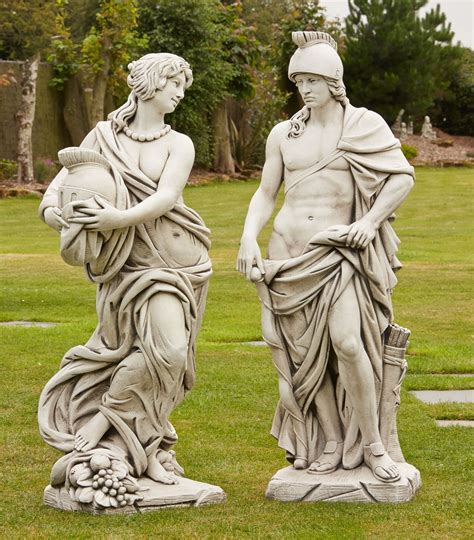 Roman Gladiator & Goddess Stone Garden Statues