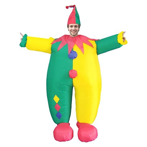 Adult Clown Inflatable Costume Funny Fat Clown Fancy Dress Joker Jumpsuit Carnival Party