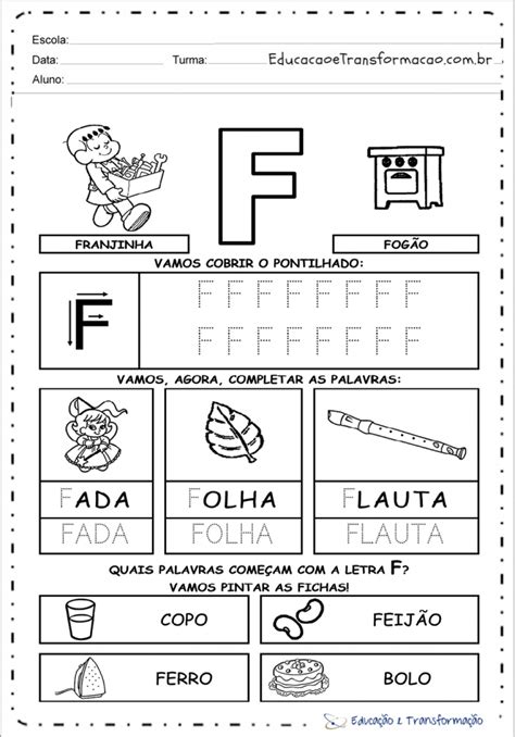 Atividades Com A Letra F Para Alfabetização Atividades Educativas