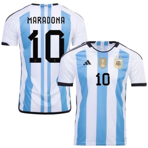 Maillot Authentique Argentine Etoiles Domicile Maradona Coupe Du