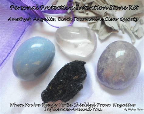 PERSONAL PROTECTION Stones Intentions Kit-when You Desire Protection From Negative Energy ...