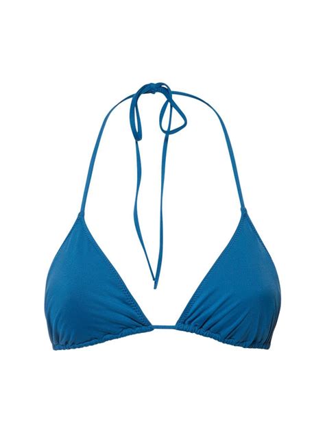 Ulla Johnson Maya Stretch Tech Triangle Bikini Top In Blue Lyst