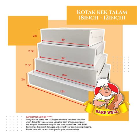 Cake Box Kotak Kuih Talam Kotak Kuih Lapis 8 9 10 12 10Pcs