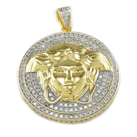 18k Gold Iced Medusa Pendant With Box Chain Nivs Bling