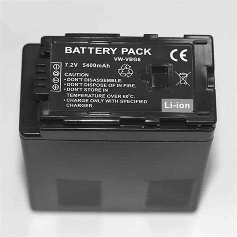 5400mAh Batterie pour Panasonic VW VBG6 compatibilité Panasonic AG