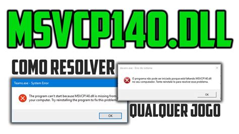 Como Resolver Erro Msvcp Dll De Qualquer Jogo Ou Programa Tutorial