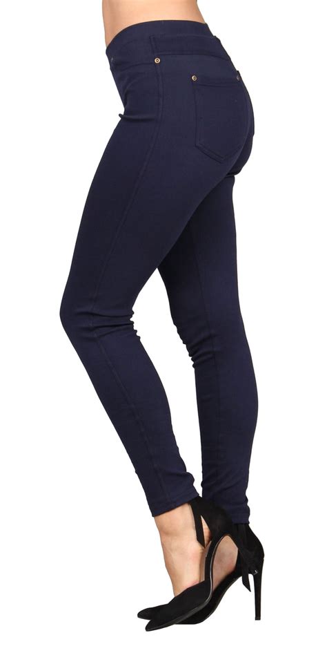 Womens Solid Denim Jeggings —