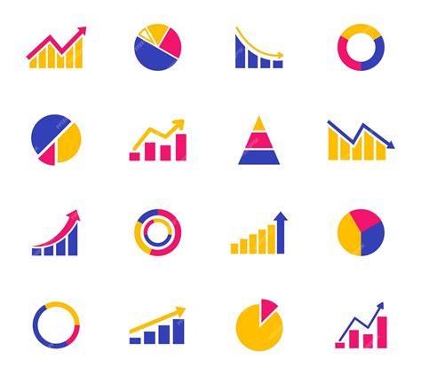 Conjunto De ícones De Gráficos E Gráficos De Negócios Gráficos De Dados