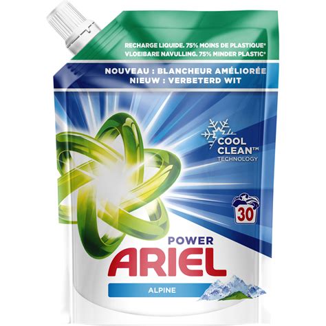 Ariel Power Recharge Lessive Liquide Alpine Lavages L Pas Cher