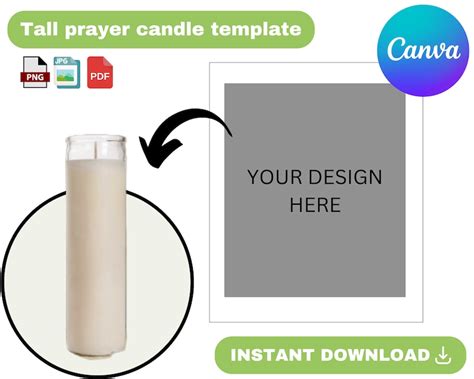 Tall Prayer Candle Template Candle Label Template Prayer Candle Template Sublimation Template