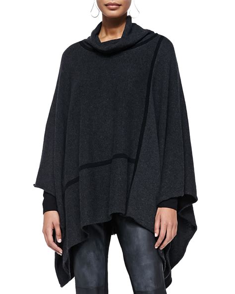 Eileen Fisher Turtleneck Cashmere Poncho In Gray Lyst