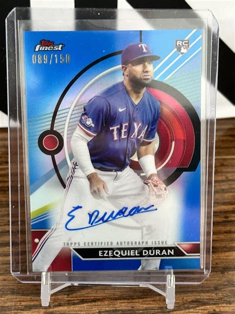 Topps Finest Ezequiel Duran Blue Refractor Auto Rc Texas