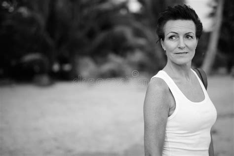 Mature Woman Short Hair Beach Stock Photos Free Royalty Free
