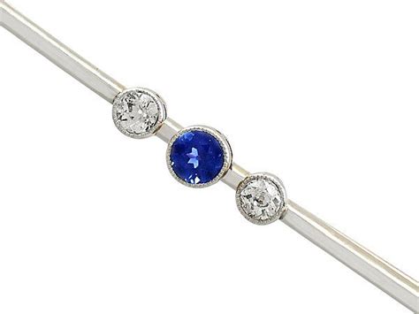 Sapphire And Diamond Bar Brooch For Sale Ac Silver