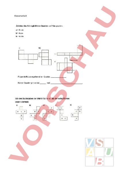 Arbeitsblatt Quader Und W Rfel Geometrie K Rper Figuren